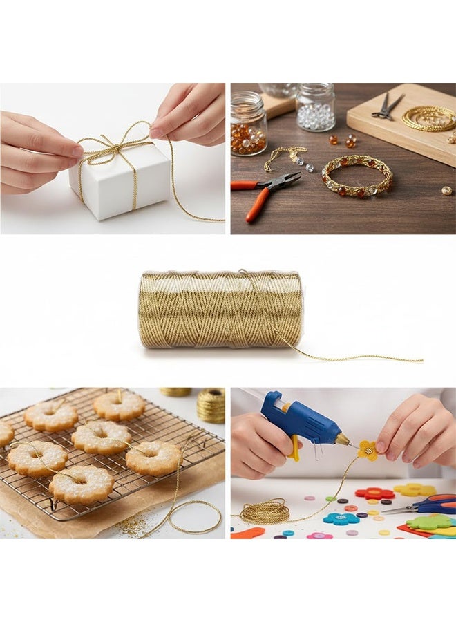 100M/328 Feet Gold String Twine for Crafts Decorative Metallic Bakers String Bakers Twine Glitter Gold Cord for Crafting Decorative Wrapping String for DIY Crafts Presents Gift Wrapping - Image 3